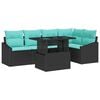 vidaXL Set de canapele pentru grădină cu pernă 6 pcs Negru și Albastru