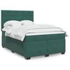 vidaXL Pat box spring cu saltea, verde &icirc;nchis, 140x190 cm, catifea