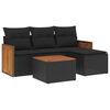 vidaXL Set mobilier de grădină cu perne, 5 piese, negru, poliratan