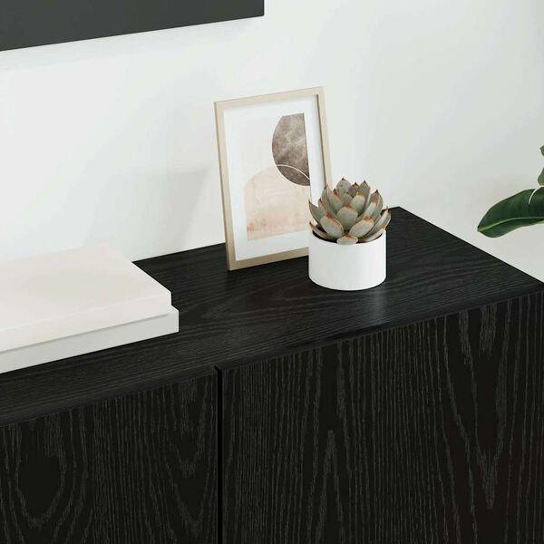 vidaXL Unitate TV de Perete Pe perete 5 pcs Stejar Negru Lemn compozit