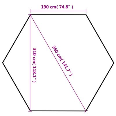 vidaXL Marchiză pliabilă hexagonală, gri, 3,6 x 3,1 m