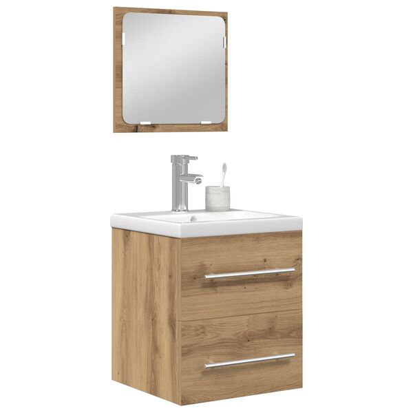 vidaXL Set de mobilier pentru baie cu sertar 2 pcs Stejar Artizanal