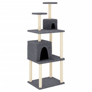 vidaXL Ansamblu de pisici, st&acirc;lpi din funie sisal, gri &icirc;nchis, 167 cm