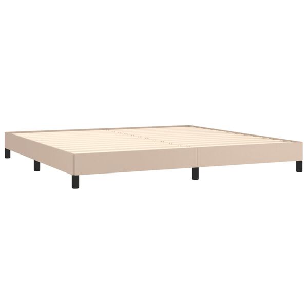 vidaXL Pat continental cu saltea, cappuccino, 200x200 cm, piele eco