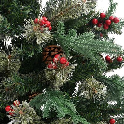 vidaXL Brad de Crăciun cu conuri de pin, verde, 225 cm, PVC&PE