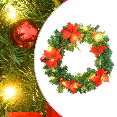 vidaXL Coroniță de Crăciun cu becuri LED, verde, 60 cm, PVC