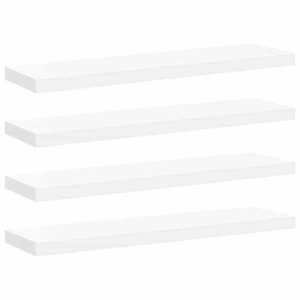 vidaXL Rafturi de perete suspendate, 4 buc., alb, 90x23,5x3,8 cm, MDF