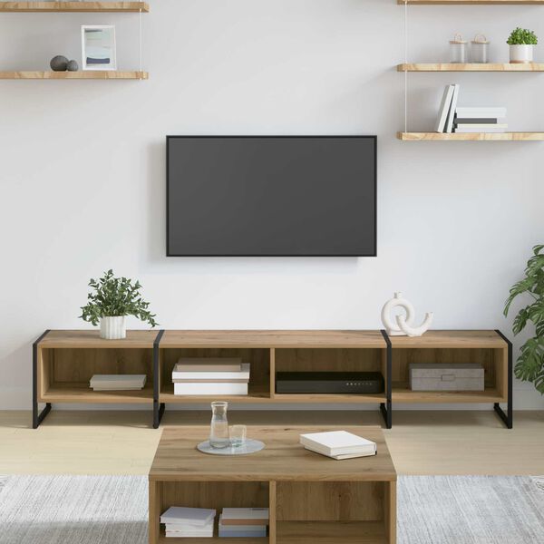 vidaXL Cabinet TV Stejar artizanal 170.5 x 36 x 30.5 cm Lemn compozit