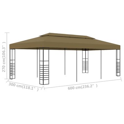 vidaXL Pavilion de grădină, gri taupe, 6 x 3 x 2,7 m, 180 g/m²