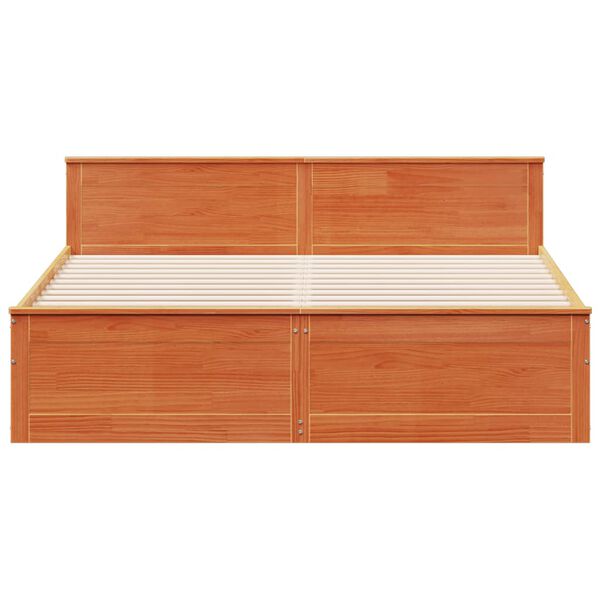 vidaXL Cadru pat fără saltea/cu tăblie maro 180x200 cm lemn masiv pin