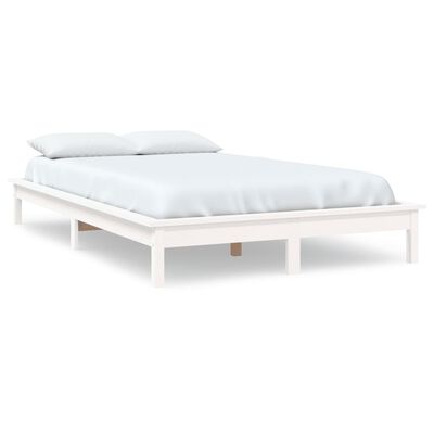 vidaXL Cadru de pat dublu mic, 120x190 cm, alb, lemn masiv de pin