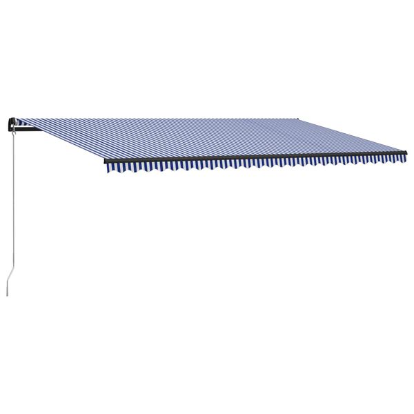 vidaXL Copertină retractabilă manual cu LED, albastru/alb, 600x300 cm