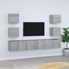 vidaXL Set comode TV, 7 piese, gri sonoma, lemn compozit