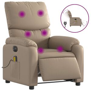 vidaXL Fotoliu electric masaj rabatabil, cappuccino, piele ecologică