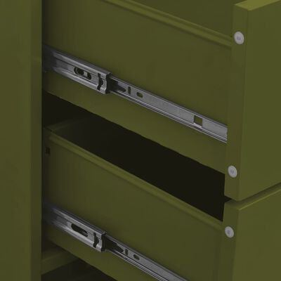 vidaXL Comodă cu sertare, verde măsliniu, 80x35x101,5 cm oțel