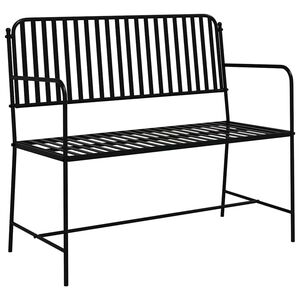 vidaXL Bancă de grădină 2 -Seater 103,5 x 51,5 x 90 cm Oțel Negru