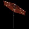vidaXL Umbrelă soare grădină st&acirc;lp din oțel/LED teracotă 225x225x212cm
