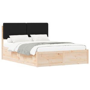 vidaXL Cadru de pat cu tăblie tapițată cu headboard Negru 140 x 200 cm