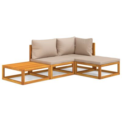 vidaXL Set mobilier de grădină cu perne gri taupe, 4 piese, lemn masiv