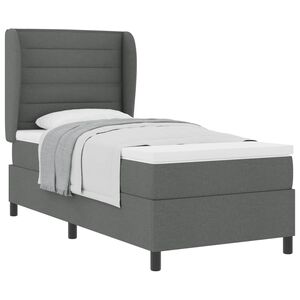 vidaXL Pat cu arcuri cu saltea Gri &icirc;nchis 80 x 200 cm țesătură