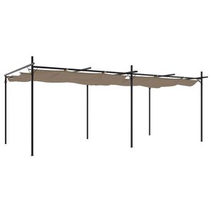 vidaXL Pergola cu acoperiș retractabil, gri taupe, 589x292x230 cm