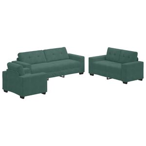 vidaXL Set de canapea 3 buc. Verde &icirc;nchis Catifea