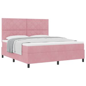 vidaXL Pat cu arcuri cu saltea cu headboard Roz 180 x 200 cm Catifea