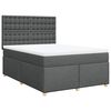 vidaXL Pat box spring cu saltea, gri &icirc;nchis, 140x190 cm, textil