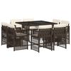 vidaXL Set mobilier de grădină cu perne, 9 piese, maro, poliratan