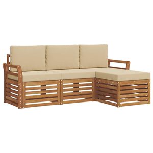 vidaXL Set de canapele de exterior cu pernă 4 pcs Natural și Bej