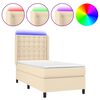 vidaXL Pat cu arcuri, saltea și LED, crem, 90x190 cm, textil