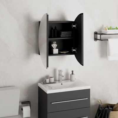 vidaXL Dulap de baie cu oglindă rotundă și LED, negru, 40x40x17,5 cm
