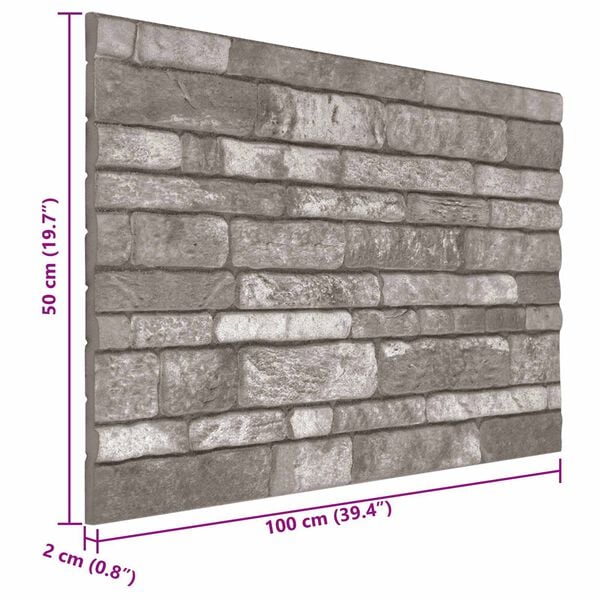 vidaXL Panouri de perete 10 pcs Gri &icirc;nchis 100 x 50 cm Spumă EPS