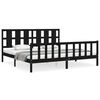 vidaXL Cadru pat cu tăblie 200x200 cm, negru, lemn masiv