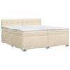 vidaXL Pat boxspring cu saltea cu headboard Crem 200 x 200 cm Țesătură