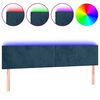 vidaXL Tăblie de pat cu LED, albastru &icirc;nchis, 160x5x78/88 cm, catifea