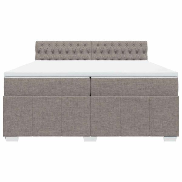 vidaXL Pat box spring cu saltea, gri taupe, 200x200 cm, textil