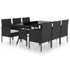vidaXL Set mobilier de grădină, 7 piese, negru, poliratan