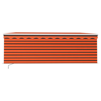 vidaXL Copertină retractabilă manual cu stor, portocaliu&maro, 4,5x3 m
