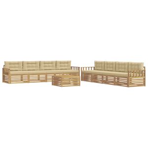 vidaXL Set de canapele de exterior 9 buc. Alb și Bej Poliester