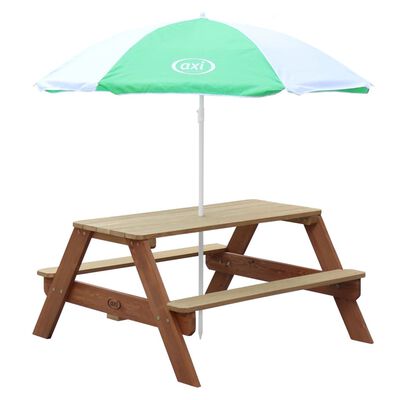 AXI Masă de picnic pentru copii „Nick” cu umbrelă, maro