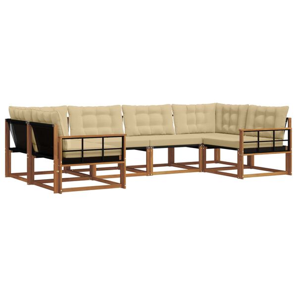 vidaXL Set de canapele de exterior cu pernă 6 pcs Natural și Bej