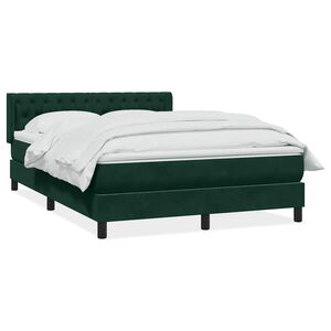 vidaXL Pat box spring cu saltea, verde &icirc;nchis, 160x210 cm, catifea