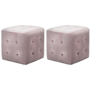 vidaXL Noptiere, 2 buc., roz, 30 x 30 x 30 cm, țesătură din catifea
