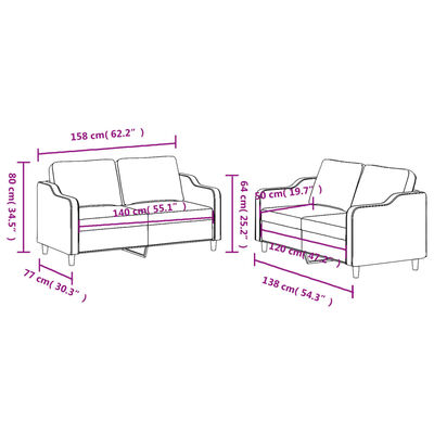 vidaXL Set de canapele cu perne, 2 piese, gri deschis, textil