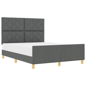 vidaXL Cadru de pat cu headboard Gri &icirc;nchis 160 x 200 cm țesătură