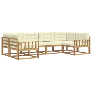 vidaXL Set de canapele de exterior cu pernă 6 pcs Alb și crem