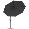 vidaXL Umbrelă consolă de grădină cu stâlp din aluminiu, negru, 350 cm
