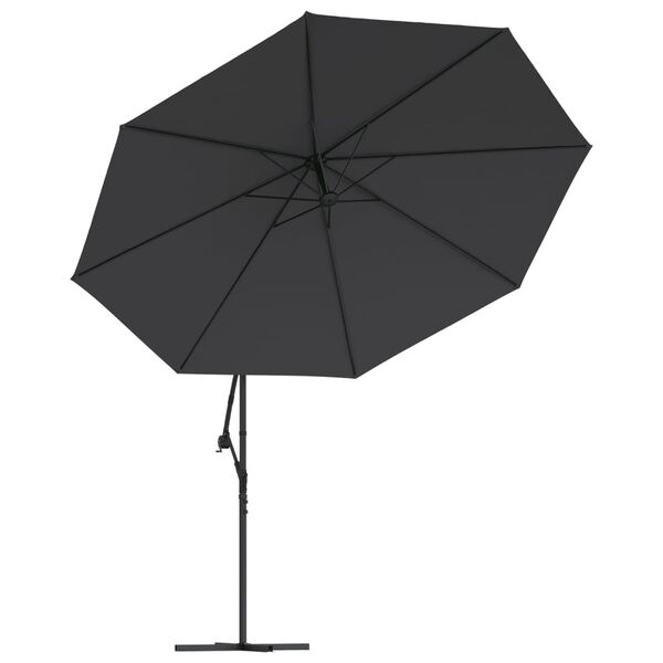 vidaXL Umbrelă consolă de grădină cu stâlp din aluminiu, negru, 350 cm