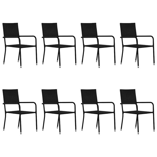 vidaXL Set mobilier de grădină, 9 piese, negru